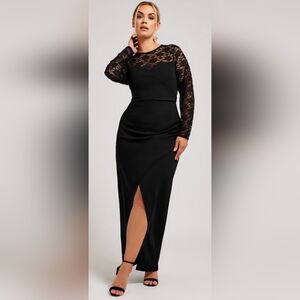 Elegant Black Lace Long Sleeve Gown